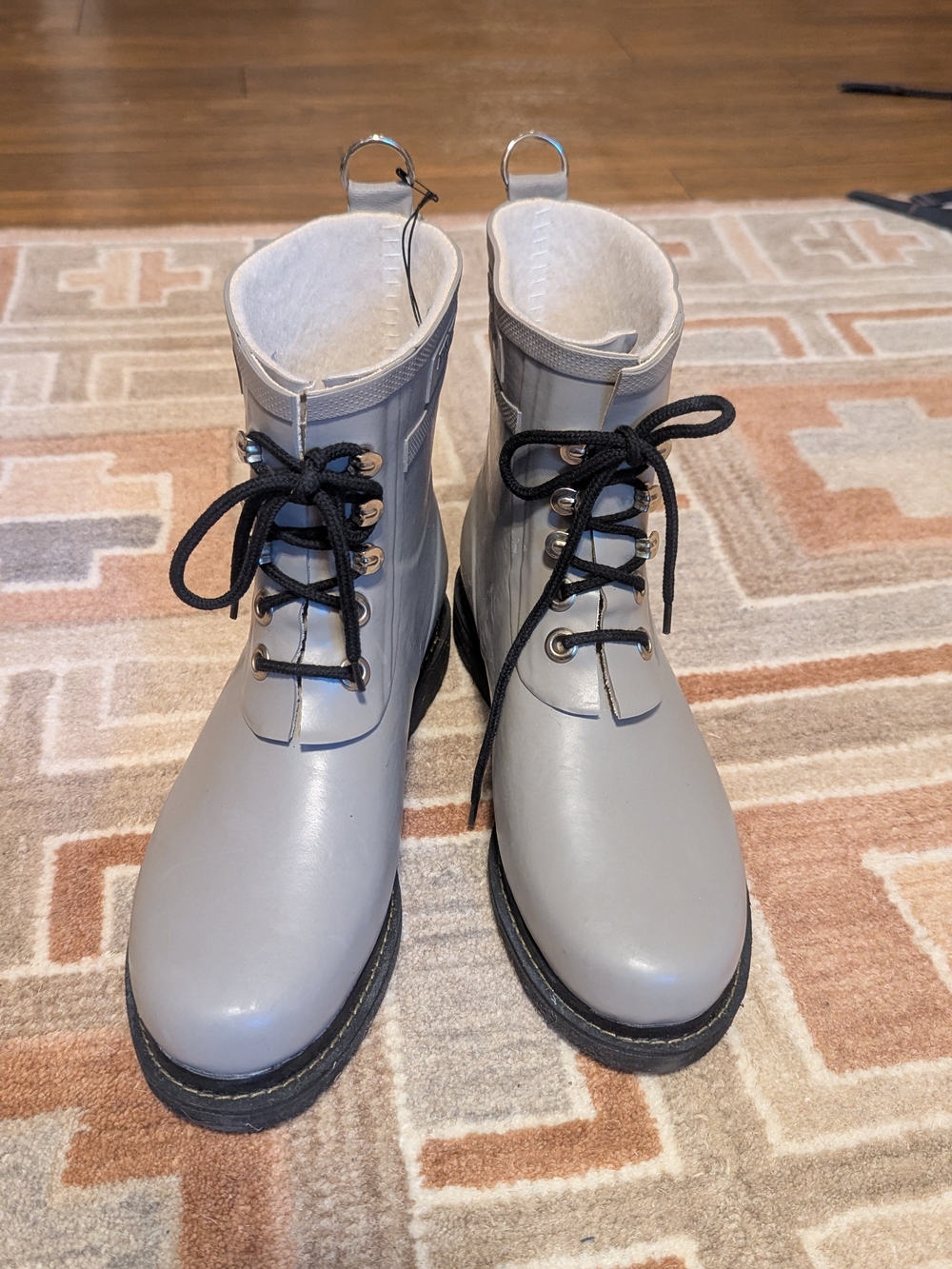 Ilse Jacobsen Short Rubber Lace Up Boots In Atmosphere NWT Size 40